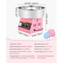 VEVOR Cotton Candy Machine Commercial, 1000W Electric Candy Floss Maker, Easy Use With 15 Inch Stainless Steel Bowl And Sugar Scoop, Pink 14 VEVOR Cotton Candy Machine Commercial, 1000W Electric Candy Floss Maker, Easy Use With 15 Inch Stainless Steel Bowl And Sugar Scoop, Pink -Vevor GUEST 84a5e725 4bc8 4468 ade8 de86697c3041