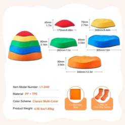 VEVOR Balance Stepping Stones For Kids, 5 PCS, Up To 220 Lbs, Non-Slip Toddlers Sensory Stepping Stones, Toys For Children Aged 3 4 5 6 7 8+ -Vevor GUEST 85386bc4 90e0 49d5 ba52 969343447d72