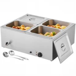 VEVOR Commercial Food Warmer, 1500W Electric Stainless Steel Steam Food Warmer With Lid, 4-Pan Fast Heating Countertop Buffet Bain Marie, Silver 15 VEVOR Commercial Food Warmer, 1500W Electric Stainless Steel Steam Food Warmer With Lid, 4-Pan Fast Heating Countertop Buffet Bain Marie, Silver -Vevor GUEST 86057664 a6e2 443b 81bc c0f44d5c2132