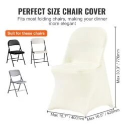 VEVOR Stretch Spandex Folding Chair Covers, Universal Fitted Chair Cover, Removable Washable Protective Slipcovers, (50PCS Ivory White) -Vevor GUEST 86b04a03 e214 4315 aa20 73334cc51e0f