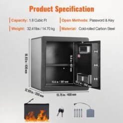 VEVOR Safe, 1.8 Cubic Feet Home Safe, Steel Security Safe With Digital Keypad And 2 Keys, Cabinet Safe With Fire-proof Bag, Protect Cash, Gold -Vevor GUEST 86c81cc5 503a 4542 9c5b 5a10722e7dec