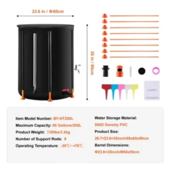 VEVOR Collapsible Rain Barrel, 66 Gallon/250 L Portable Rain Water Collection Barrel, PVC Rainwater Collection System With Spigots And Overflow Kit -Vevor GUEST 87d330c8 f990 4031 ab29 fdcfdaf05bcb