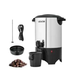 VEVOR Commercial Coffee Urn, 30 Cup 4.5 L Hot Beverage Dispenser With Dripless Faucet, Quick-Brewing Commercial Coffee Maker, Silver -Vevor GUEST 87d4af20 d898 43c4 9530 abd4e665ab19