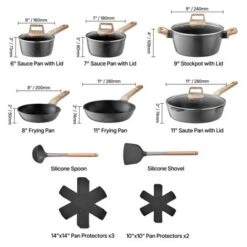 VEVOR 17 Piece Pots And Pans Set Nonstick, Granite Cookware Set, Induction Cookwares, Kitchen RV Cooking Sets, Black -Vevor GUEST 87eb4cfe 73d8 4731 b633 a786d264d161