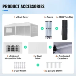 VEVOR Pop Up Canopy, 10 X 20 Ft, Instant Pop Up Gazebo Tent, Portable Easy Up Canopy With 3 Sidewalls & 2 Ventilated Windows -Vevor GUEST 87f385f0 2618 4580 ad03 48acb2771efe