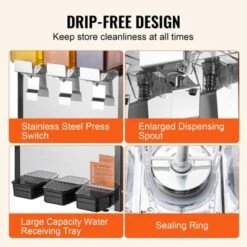 VEVOR Commercial Beverage Dispenser, 3 Tanks 10 L / 10.6 QT Per Tank, 440W Stainless Steel Drink Machine With 45°F-54°F Cooling Temperature 12 VEVOR Commercial Beverage Dispenser, 3 Tanks 10 L / 10.6 QT Per Tank, 440W Stainless Steel Drink Machine With 45°F-54°F Cooling Temperature -Vevor GUEST 8811aa96 4f38 4048 9a31 dece33ef0eb7