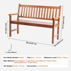 VEVOR Outdoor Bench, 50 Inches Wood Garden Bench For Outdoors, Outdoor Garden Park Bench With Backrest And Armrests, 800 Lbs Load Capacity Bench 14 VEVOR Outdoor Bench, 50 Inches Wood Garden Bench For Outdoors, Outdoor Garden Park Bench With Backrest And Armrests, 800 Lbs Load Capacity Bench -Vevor GUEST 8821bec9 b1f7 4fbc b28e fc6d8cea3cb2