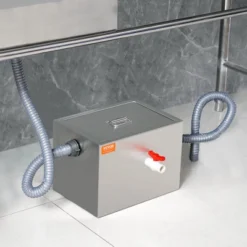 VEVOR Commercial Grease Trap, 8 LBS Grease Interceptor, Side Inlet Interceptor,Stainless Steel Grease Trap, 2.8 GPM Waste Water Oil-water Separator