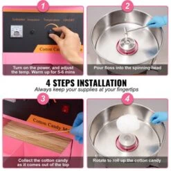 VEVOR Electric Cotton Candy Machine, 1000W Candy Floss Maker, Commercial Cotton Candy Machine With Stainless Steel Bowl, Sugar Scoop, And Drawer -Vevor GUEST 88bab08d 52b3 4612 8801 eaf6fd715a84