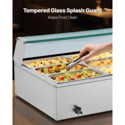 VEVOR Commercial Food Warmer, 1500W Electric Stainless Steel Steam Food Warmer With Glass Cover, 9-Pan Countertop Buffet Bain Marie, Silver -Vevor GUEST 88cece5a 7b9e 4fd0 8687 1b328d142212