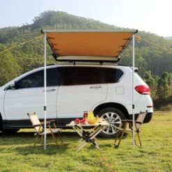 VEVOR Car Side Awning, Large 6.6' X 8.2' Shade Coverage Vehicle Awning, PU3000mm UV50+ Retractable Car Awning With Waterproof Storage Bag