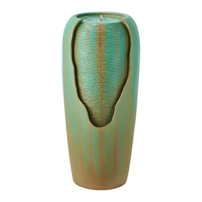 VEVOR Outdoor Water Fountain, 30.71 In Height Fountain And Waterfall, 1-Tier Floor Standing Glazed Jar Style Fountains With Light And Pump, Green 8 VEVOR Outdoor Water Fountain, 30.71 In Height Fountain And Waterfall, 1-Tier Floor Standing Glazed Jar Style Fountains With Light And Pump, Green - Image 8