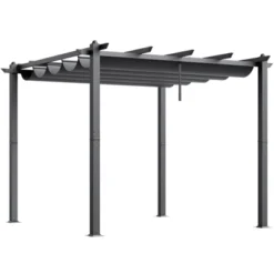 VEVOR 10'x10' Outdoor Retractable Pergola With Canopy, Aluminum Pergola With Retractable Canopy, Modern Pergola With Sun Shade Canopy, Gray -Vevor GUEST 89b35031 1073 4404 803a 0bd4484ae0c1