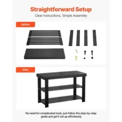 VEVOR Shoe Rack Bench, 3-Tier Bamboo Entryway Bench, Shoe Storage Organizer Holds Up To 286 Lbs, 27.6 X 11.3 X 17.8 Inches, For Front Door, Black -Vevor GUEST 89c7866a 1b22 46cd 90a6 8ed16b57bfb3