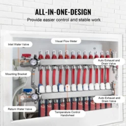 VEVOR 12-Branch Radiant Heat Manifold, 1/2" PEX Tubing Manifold, Stainless Steel PEX Manifold For Hydronic Radiant Floor Heating, Silver -Vevor GUEST 89f5a4e2 230b 4c26 a1c9 ec35cb1c8cdb