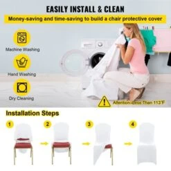 VEVOR Stretch Spandex Folding Chair Covers, Universal Fitted Chair Cover, Removable Washable Protective Slipcovers, (100PCS White) -Vevor GUEST 89f5e42e e75b 4371 b711 34ea9708f326