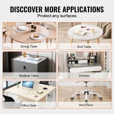 VEVOR Plastic Table Cover, 48 X 48 Inch 2.0 Mm Thick Clear Table Protector, Round PVC Desk Mat, Waterproof & Easy Cleaning Desk Pad Tablecloth 6 VEVOR Plastic Table Cover, 48 X 48 Inch 2.0 Mm Thick Clear Table Protector, Round PVC Desk Mat, Waterproof & Easy Cleaning Desk Pad Tablecloth - Image 6