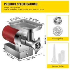 VEVOR Electric Meat Grinder, 661 Lbs/Hour1100 W Meat Grinder Machine, 1.5 HP Electric Meat Mincer With 2 Grinding Plates, Red -Vevor GUEST 8a197f85 386f 451d bdd0 fa7636421680