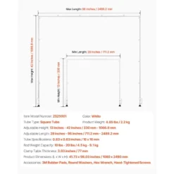 VEVOR Over The Table Rod Stand With Clamps, 13"-42'' Tall & 28"-98" Length Adjustable, Metal Table Arch Stand, Tabletop Balloon Arch Frame, White 14 VEVOR Over The Table Rod Stand With Clamps, 13"-42'' Tall & 28"-98" Length Adjustable, Metal Table Arch Stand, Tabletop Balloon Arch Frame, White -Vevor GUEST 8a302b74 63aa 4346 8243 d81441bab2f1