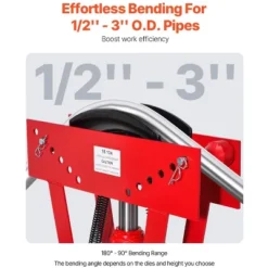 VEVOR Hydraulic Pipe Bender, 16 Ton Manual Copper Exhaust Pipe Bending Machine With 8 Dies (1/2" - 3") And 90 - 180° Adjustable Rollers, Red -Vevor GUEST 8a4d9173 f461 42b3 9efc e65dee339ff9