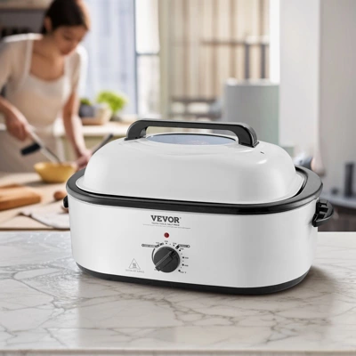 VEVOR Electric Roaster Oven, 22 QT Turkey Roaster Oven With Self-Basting Lid, 1450W Roaster Oven With Defrost & Warm Function, Adjustable Temp 1 VEVOR Electric Roaster Oven, 22 QT Turkey Roaster Oven With Self-Basting Lid, 1450W Roaster Oven With Defrost & Warm Function, Adjustable Temp