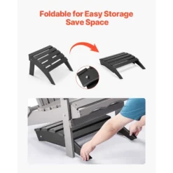 VEVOR Adirondack Ottoman, 18.7L X 19.7W X 13H Inch HDPE Plastic Folding Adirondack Ottoman, Weather-Resistant Foot Rest For Adirondack Chair, Black -Vevor GUEST 8b62007a 13da 4451 8cd4 9a7e858098b5