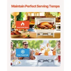 VEVOR Chafing Dish Buffet Set, 8 Qt 2 Pack, Stainless Steel Chafer With 2 Full Size Pans,Rectangle Catering Warmer Server With Lid Water Pan, Silver -Vevor GUEST 8b6cff42 4a5c 42c6 88aa c3135de24483