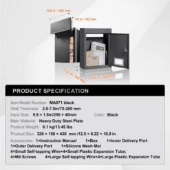 VEVOR Through The Wall Drop Box, Heavy Duty Steel Through The Wall Mailbox With 2.8-7.9" 13" Combination Lock, 12.5x6.3x16.9" Mail Drop Box, Black 14 VEVOR Through The Wall Drop Box, Heavy Duty Steel Through The Wall Mailbox With 2.8-7.9" 13" Combination Lock, 12.5x6.3x16.9" Mail Drop Box, Black -Vevor GUEST 8b80a0c5 a6a1 4a3c ab50 489ec55073ad