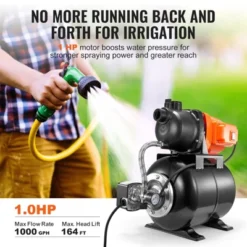 VEVOR 1 HP Shallow Well Pump With Pressure Tank, 1000 GPH/3700 L/H, 164 Ft Lift 20/40 PSI Pressure Switch, Orange&Black -Vevor GUEST 8baaf05b ec66 4a99 870b e3bbc9ad1fe7