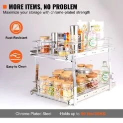 VEVOR 2 Tier 13"W X 21"D Pull Out Cabinet Organizer, Heavy Duty Slide Out Pantry Shelves, Chrome-Plated Steel Roll Out Drawers -Vevor GUEST 8bb2549d ed98 4ffc b352 d1e9b29f8c51