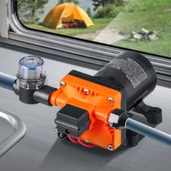 VEVOR Water Diaphragm Pump, 12V DC, 3.5 GPM Flow, 55 PSI Rated Pressure (40-80 PSI Adjustable), 1/2" MNPT Self Priming Sprayer Pump, Orange