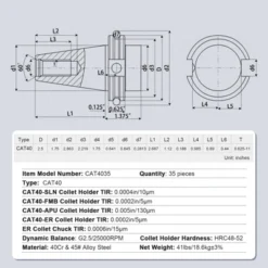 VEVOR CAT40 Collet Holder ER 16/32 Collet Set, 35 PCs, SLN FMB ER16/32 APU Tool Holders Spring Steel Collet Chucks With 10 Pull Studs And 3 Wrenches -Vevor GUEST 8bd9aa34 1674 4c19 a3fa 32657b4f5138