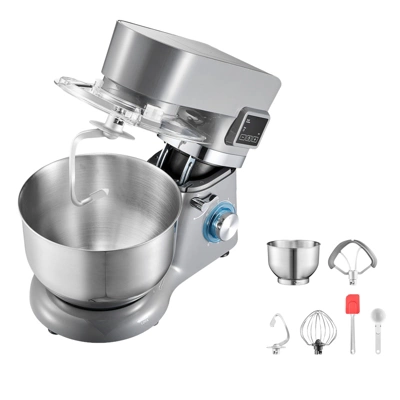 VEVOR Ice Cream Maker, 1.8 Qt. Capacity, 6-Speed Electric Stand Mixer, With LED Digital Display & Timer, Mixing Paddle, Dough Hook, Grey 8 VEVOR Ice Cream Maker, 1.8 Qt. Capacity, 6-Speed Electric Stand Mixer, With LED Digital Display & Timer, Mixing Paddle, Dough Hook, Grey - Image 8