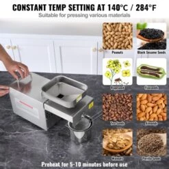 VEVOR Electric Oil Press Machine, 700W Stainless Steel Oil Extractor Machine, 140℃ / 284℉ Constant Temperature, Hot Press Oil Expeller -Vevor GUEST 8c00e56c 958d 4344 ad28 6a863061c9e8