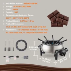 VEVOR Electric Fondue Pot Set For Cheese & Chocolate, 3 Quart Chocolate Melting Warmer, Stainless Steel Fondue Maker With Temperature Control -Vevor GUEST 8c0851e1 1139 4b00 a920 88388f24a40d