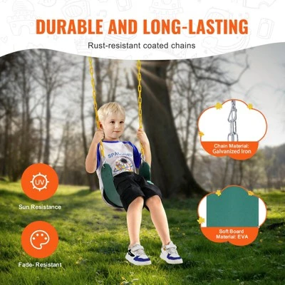 VEVOR 2-Pack Swing Seats, With 66 Inch Coated Chains And Snap Hooks, Support 300 Lbs Swings Replacement For Outdoor Swing Set, Green 4 VEVOR 2-Pack Swing Seats, With 66 Inch Coated Chains And Snap Hooks, Support 300 Lbs Swings Replacement For Outdoor Swing Set, Green - Image 4