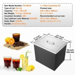 VEVOR Drop In Ice Chest, 21"L X 17"W X 18"H Stainless Steel Ice Cooler, Commercial Ice Bin With Cover, 40 Qt Outdoor Kitchen Ice Bar -Vevor GUEST 8c9d4f93 79ef 458b 8e86 c0fb4be9fb0b