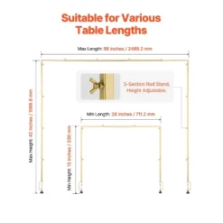 VEVOR Over The Table Rod Stand With Clamps, 13"-42" Tall & 28"-98" Length Adjustable, Metal Table Arch Stand, Tabletop Balloon Arch Frame, Gold 10 VEVOR Over The Table Rod Stand With Clamps, 13"-42" Tall & 28"-98" Length Adjustable, Metal Table Arch Stand, Tabletop Balloon Arch Frame, Gold -Vevor GUEST 8ce13dc7 894d 4ce8 ab42 85783ae74f9d