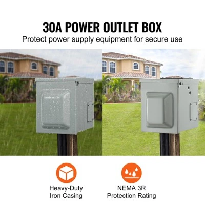 VEVOR 30 Amp RV Power Outlet Box, 125/250 Volt, Enclosed Lockable Outdoor RV Receptacle Box, NEMA TT-30R Weatherproof Electrical Panel, Gray 2 VEVOR 30 Amp RV Power Outlet Box, 125/250 Volt, Enclosed Lockable Outdoor RV Receptacle Box, NEMA TT-30R Weatherproof Electrical Panel, Gray - Image 2