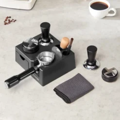 VEVOR Espresso Tamping Station, ABS Material, 7-in-1 Multifunctional Tamping Station With Detachable Slot, Easy To Clean Espresso Knock Box, Black
