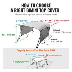 VEVOR 3 Bow Bimini Top Boat Cover, Detachable Mesh Sidewalls, 600D Polyester Canopy With 1" Aluminum Alloy Frame -Vevor GUEST 8d3bd8c9 e5a4 4d1c 9b2a dc33093eecb7