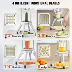 VEVOR Commercial Vegetable Fruit Chopper, Stainless Steel French Fry Cutter With 4 Blades 1/4" 3/8" 1/2", 6-wedge Slicer, Chopper Dicer With Tray 10 VEVOR Commercial Vegetable Fruit Chopper, Stainless Steel French Fry Cutter With 4 Blades 1/4" 3/8" 1/2", 6-wedge Slicer, Chopper Dicer With Tray -Vevor GUEST 8e3cd4fc 24ee 4718 bf70 7a42e4bfee62