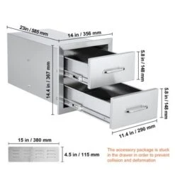 VEVOR Outdoor Kitchen Drawers 14W X 14.3H X 23D Inch, Flush Mount Double BBQ Drawers Stainless Steel With Handle, BBQ Island Drawers,Silver -Vevor GUEST 8e3f2c1e 2418 4569 be4a 63333395851c