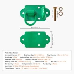 VEVOR 3/8" Tractor Bucket Hooks With Tie Down Ring, Grade 70 Forged Steel 2 Pack Bolt-On Grab Hook With Back Plates Work Well, Green -Vevor GUEST 8e83a3b2 63a0 47ad bf80 567487c54368