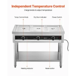 VEVOR 3-Pan Commercial Food Warmer,Electric Steam Table With Independent Temperature Control,450Wx3 Stainless Steel Buffet Catering Food Warmer,Silver -Vevor GUEST 8ecf13da 7a2e 4091 b17b 8ecf5979b69a