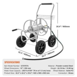 VEVOR Hose Reel Cart, Hold Up To 250 Ft Of 5/8’’ Hose, Garden Water Hose Carts Mobile Tools With 4 Wheels, Heavy Duty Powder-coated Steel -Vevor GUEST 8ed9cca7 1ce3 4e83 a578 9255f8183548