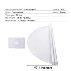 VEVOR Plastic Table Cover, 42 X 42 Inch 2.0 Mm Thick Clear Table Protector, Round PVC Desk Mat, Waterproof & Easy Cleaning Desk Pad Tablecloth -Vevor GUEST 8fddd2b0 41a8 45cc 98c3 b42115342f3e