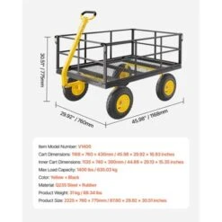VEVOR 1400 Lbs Steel Garden Cart, Heavy Duty Pullable Garden Wagon Yard Cart, 2 In 1 Outdoor Metal Utility Wagon Yard Trailer, Black -Vevor GUEST 8ff650b9 0b32 4be2 841d 9f13e03b4e24