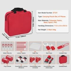 VEVOR Electrical Lockout Tagout Kit, 47 PCS Safety Loto Kit Includes Padlocks, Hasps, Tags, Nylon Ties, Plug Lockouts, Circuit Breaker Lockouts -Vevor GUEST 90329680 15a8 44f6 a097 baec38ee4467