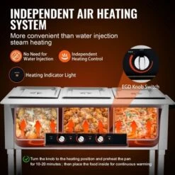 VEVOR 3-Pan Commercial Food Warmer, 3 X 20.6QT Electric Steam Table, 1500W Professional Buffet Catering Food Warmer With 4 Wheels (2 Lockable) -Vevor GUEST 92460d1a 5ce9 4d9a 8fa0 64fb85a3fa0c